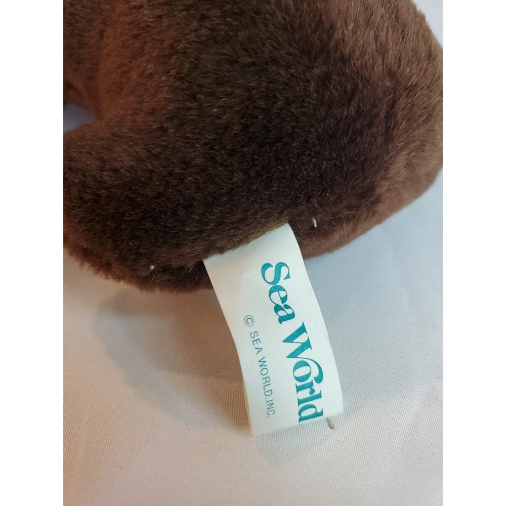 Vintage 1980s Sea World Walrus Plush Brown White Stuffed Animal 11‎